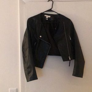 H&M Faux Leather Blck Moto Jacket Size 8 Like New